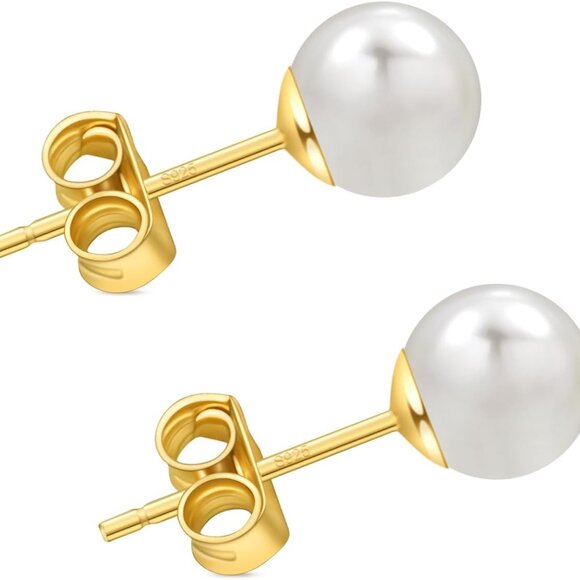 Jewelry - Freshwater Pearl Stud Earrings Silver 6mm Hypoallergenic Gift Ready